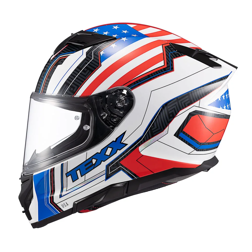 Capacete Texx Fecha Kaiman Flag Usa  Brilhante