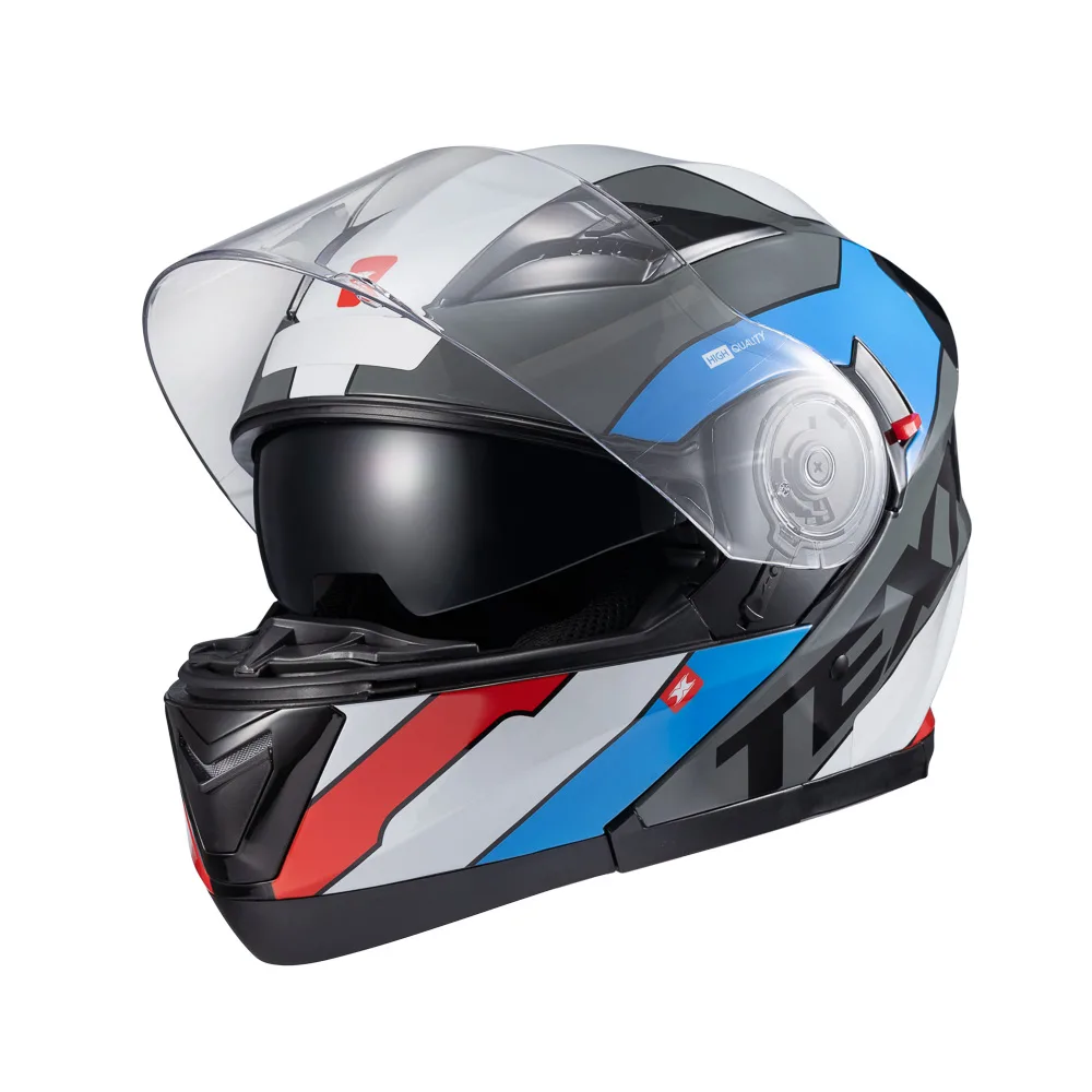 Capacete Texx Esc Gladiator V3 Reisen Azul Vermelho Branco
