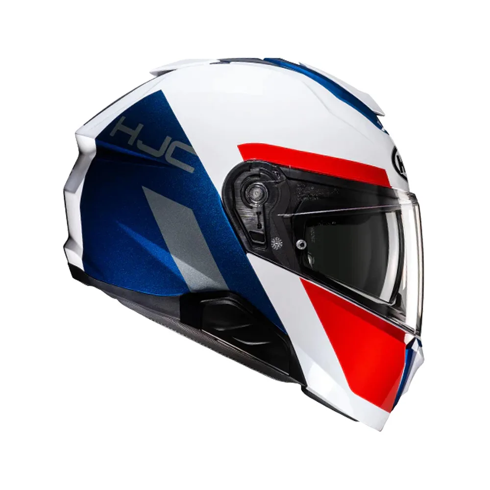 Capacete Hjc I91 Bina Branco Vermelho Azul