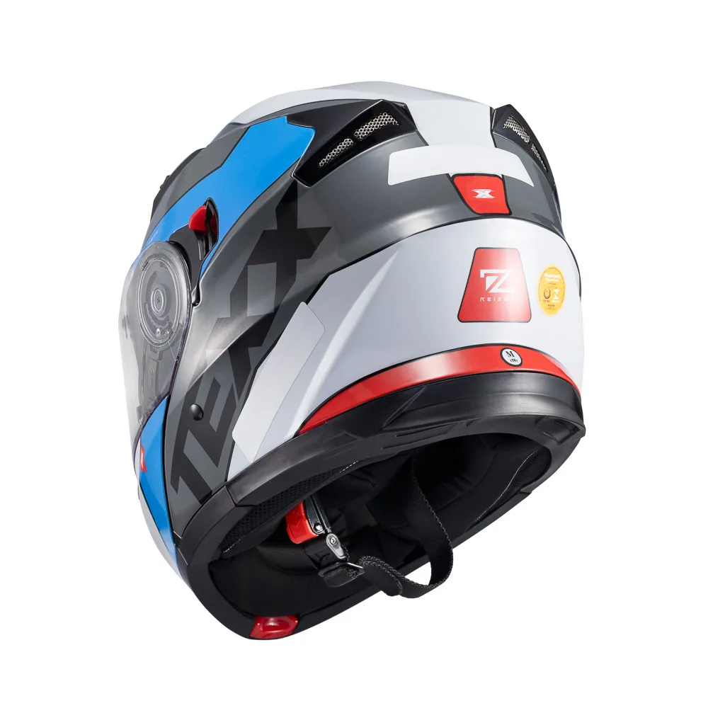 Capacete Texx Esc Gladiator V3 Reisen Azul Vermelho Branco
