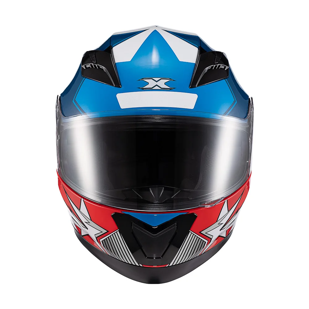 Capacete Texx Strike Superstar Azul Vermelho Branco Brilhante