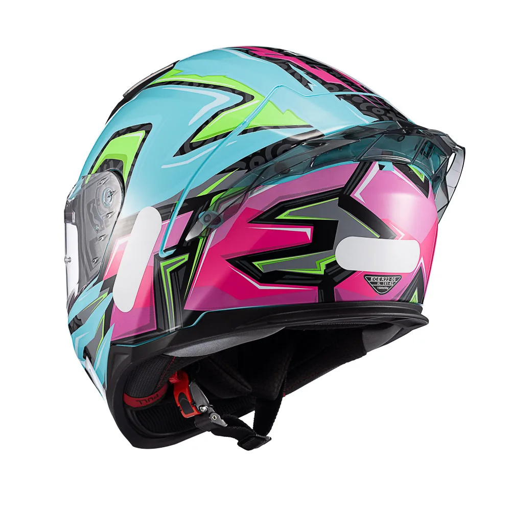 Capacete Texx Fecha Raptor Arcade Azul Verde Rosa Brilhante