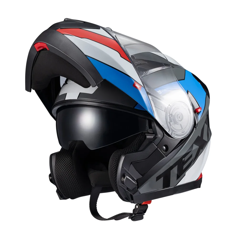 Capacete Texx Esc Gladiator V3 Reisen Azul Vermelho Branco