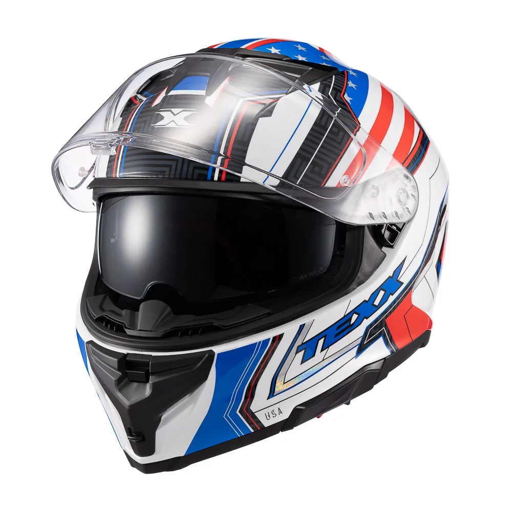 Capacete Texx Fecha Kaiman Flag Usa  Brilhante