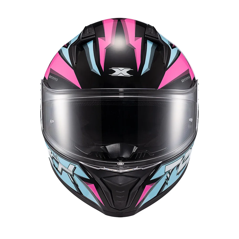 Capacete Texx Fecha Raptor Genesis Azul Rosa Branco Brilhante
