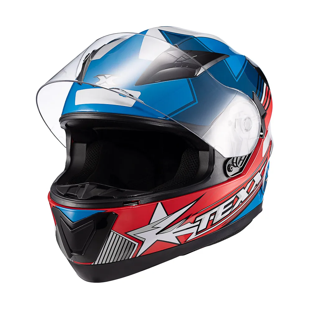 Capacete Texx Strike Superstar Azul Vermelho Branco Brilhante