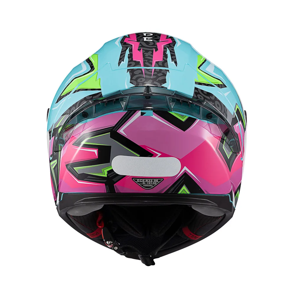 Capacete Texx Fecha Raptor Arcade Azul Verde Rosa Brilhante