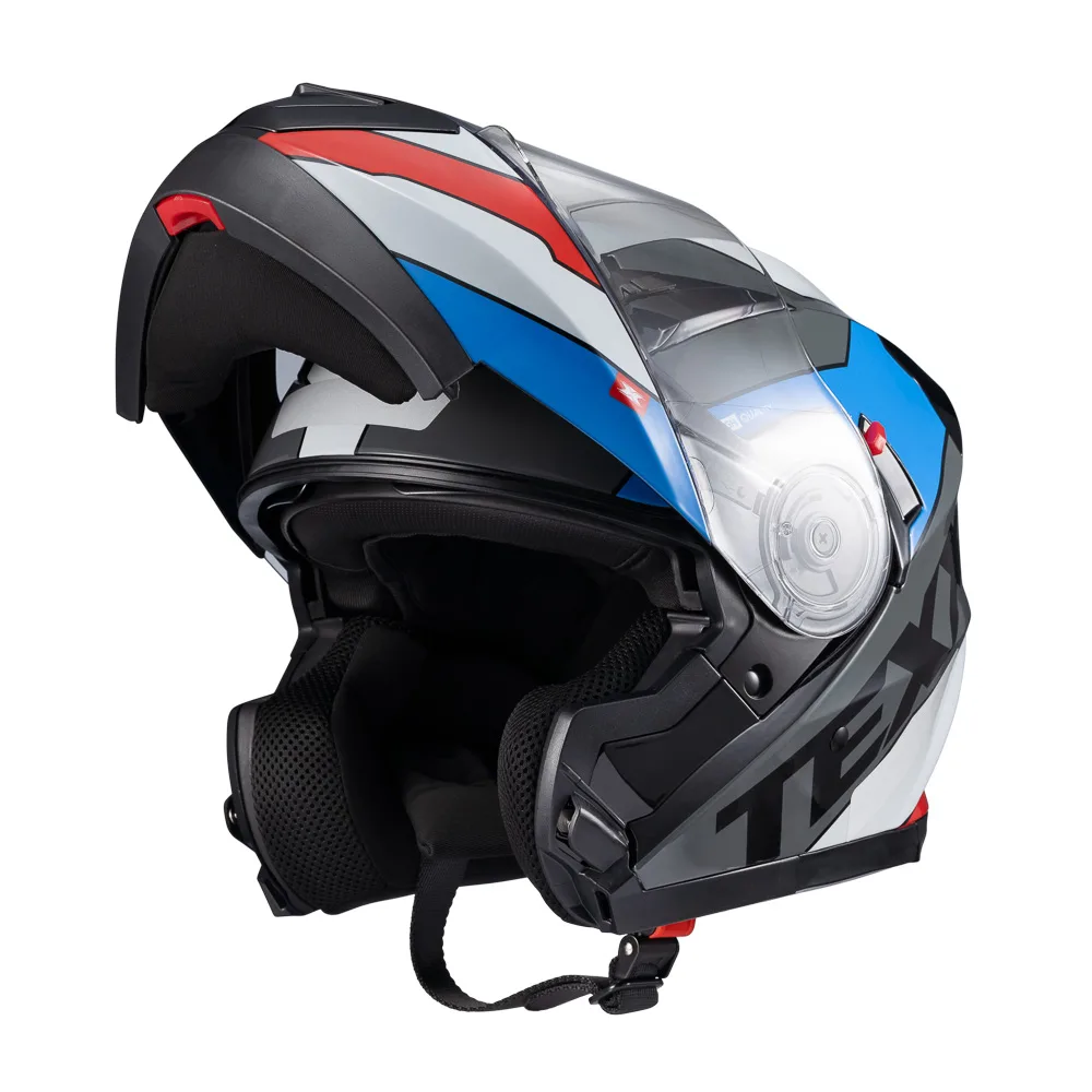 Capacete Texx Esc Gladiator V3 Reisen Azul Vermelho Branco