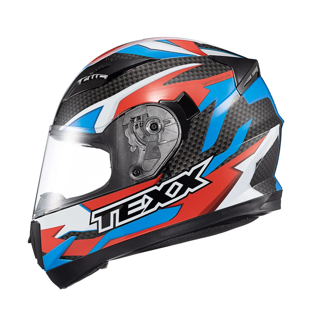 Capacete Texx Strike Ride Azu Verm Branc Pret Bril 58