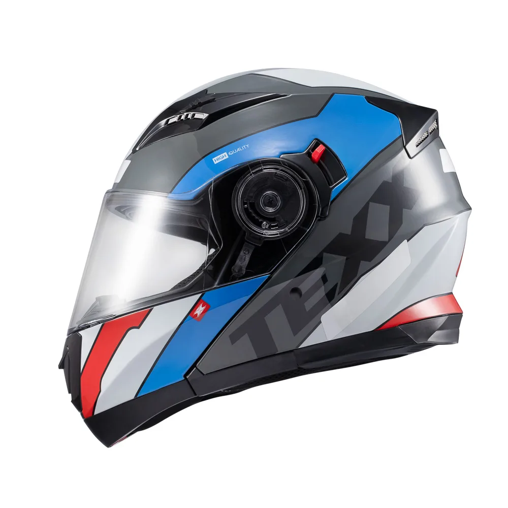 Capacete Texx Esc Gladiator V3 Reisen Azul Vermelho Branco