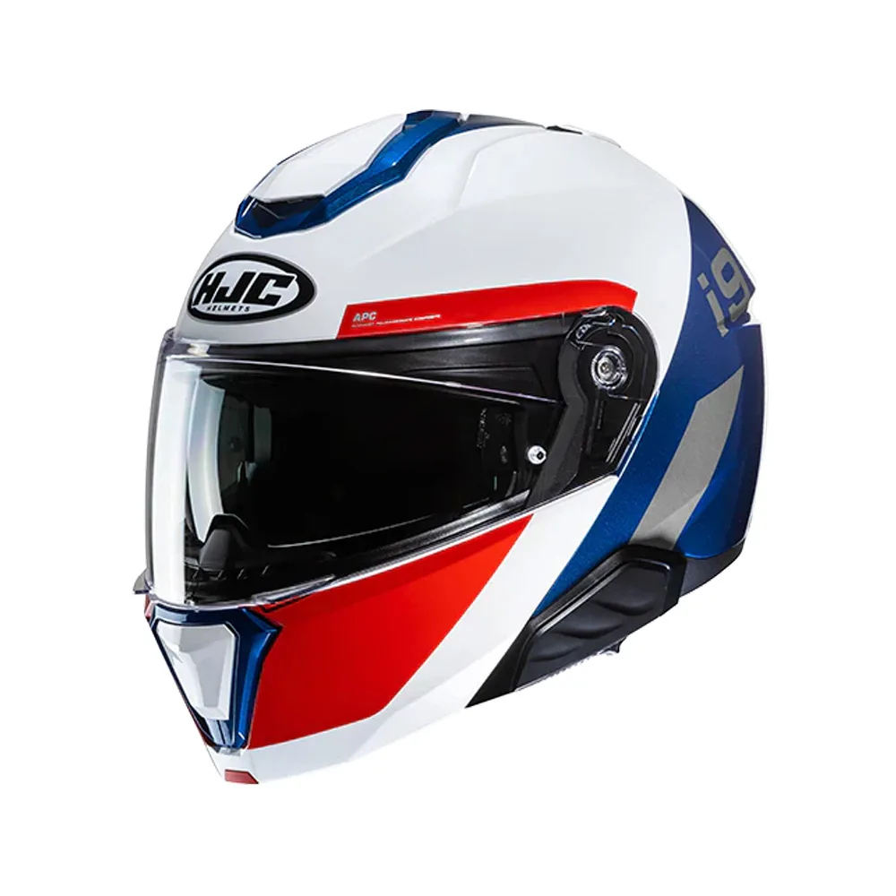 Capacete Hjc I91 Bina Branco Vermelho Azul