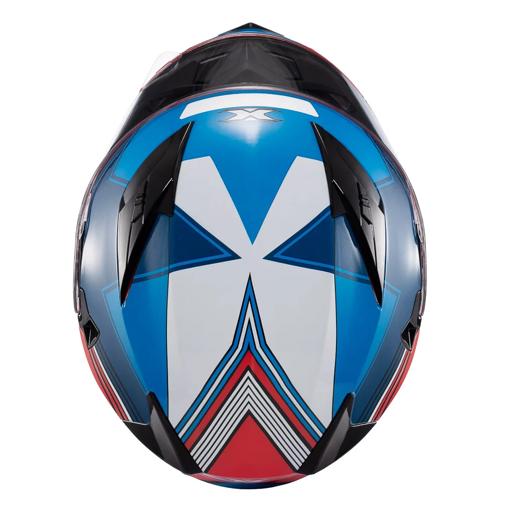 Capacete Texx Strike Superstar Azul Vermelho Branco Brilhante