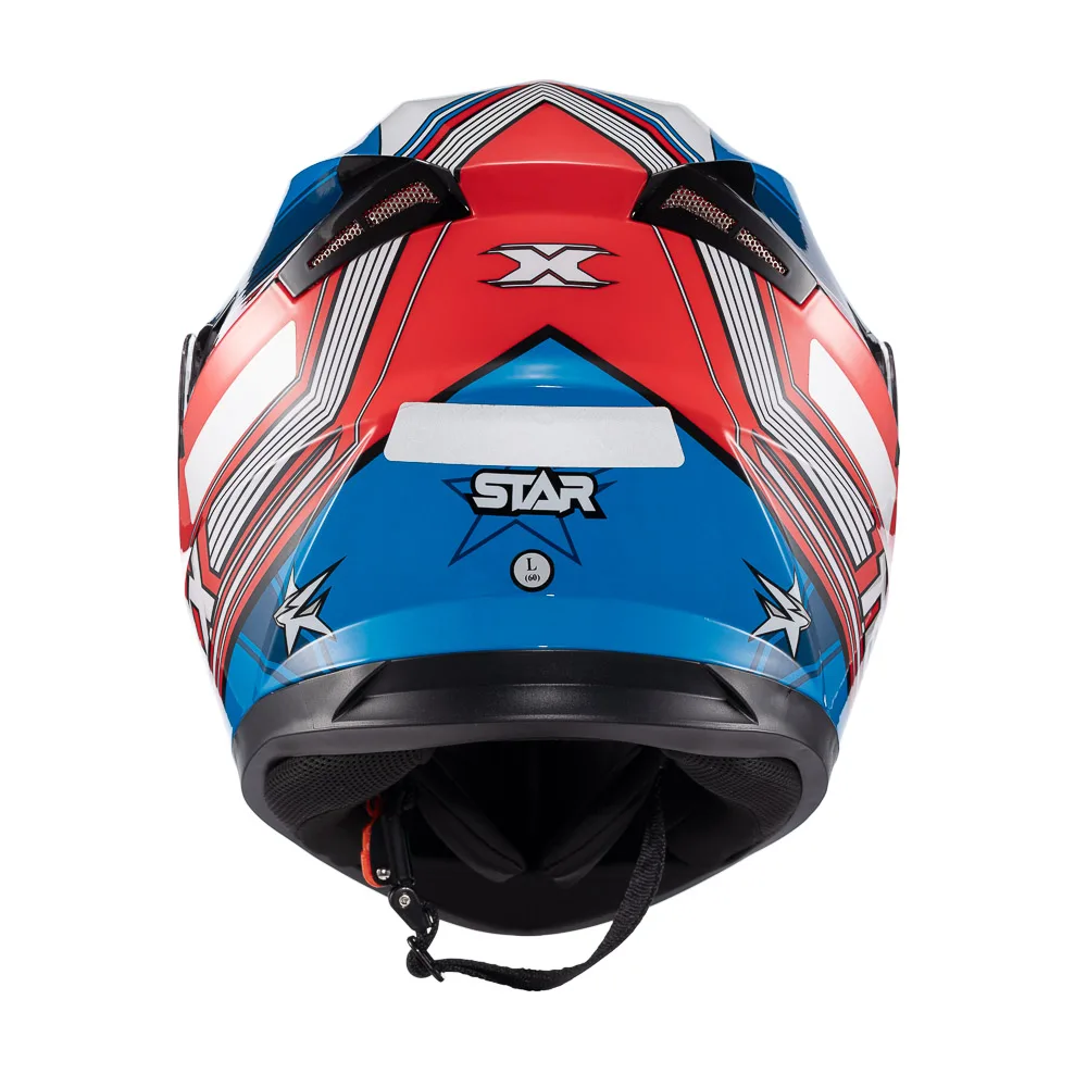 Capacete Texx Strike Superstar Azul Vermelho Branco Brilhante