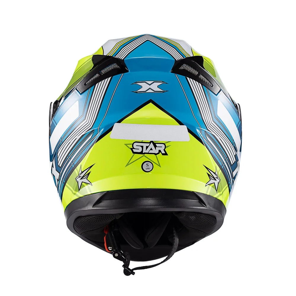 Capacete Texx Strike Superstar Verde Azul Branco Brilhante