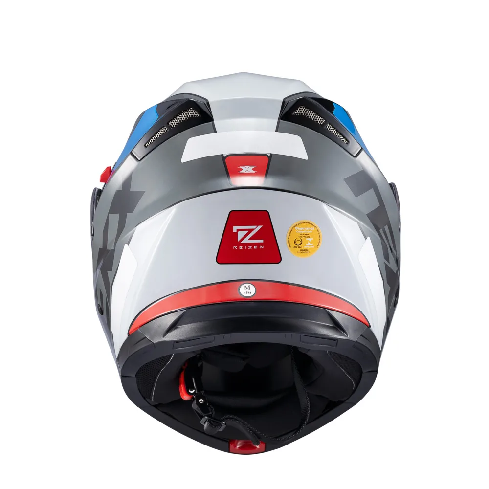 Capacete Texx Esc Gladiator V3 Reisen Azul Vermelho Branco