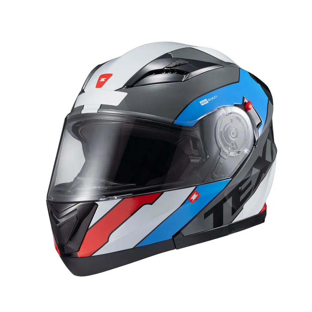 Capacete Texx Esc Gladiator V3 Reisen Azul Vermelho Branco