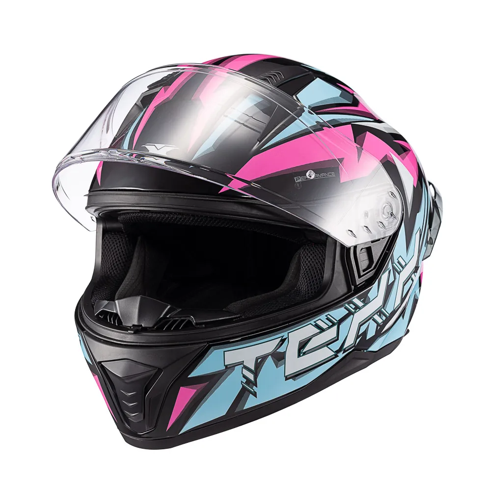Capacete Texx Fecha Raptor Genesis Azul Rosa Branco Brilhante